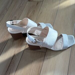 Life Stride Cream Block Heel Sandals